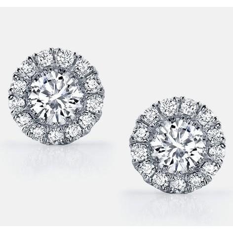 New Amazing Sparkling Round Cut Diamonds Studs Earrings Halo White Gold  Halo Stud Earrings
