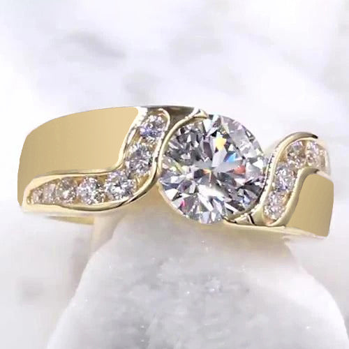 Diamond Jewelry 2 Carats Tension Style Setting Engagement Ring Gold