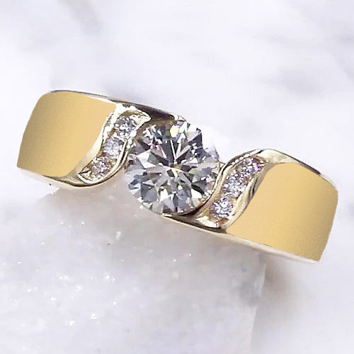 Lady’s Twisted Sparkling Unique Engagement White Gold Anniversary Ring Round Diamond Engagement Ring Yellow Gold Jewelry New