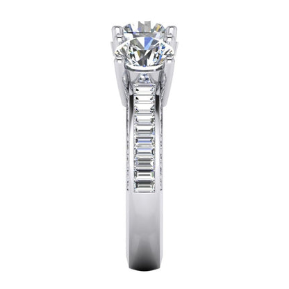 3.41 Ct. White Gold Natural Earth Mined Diamond Three Stone Wedding Ring