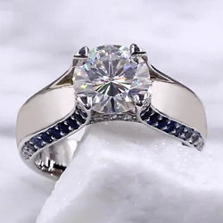 Diamond Engagement Ring 3.50 Carats Blue Sapphire Accents Jewelry