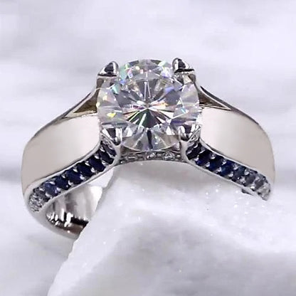 natural round diamond 3.50ct ring front view