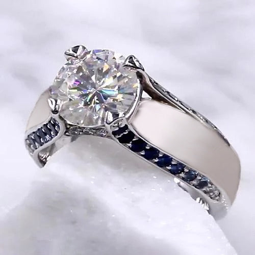 natural round diamond 3.50ct ring side angle