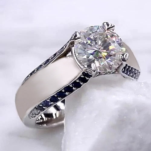  Gold Diamond Solitaire Ring with Accents