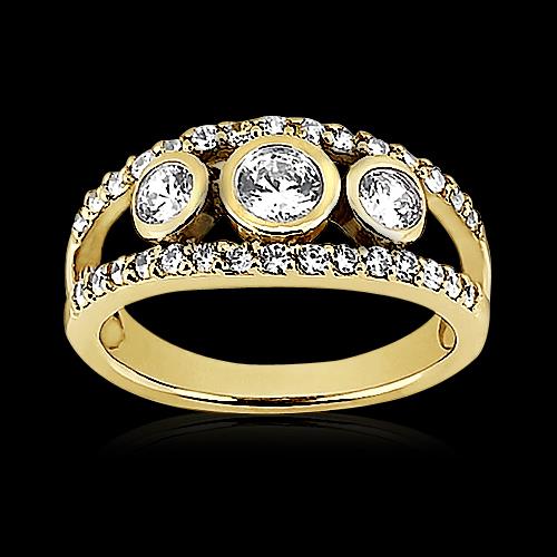 Engagement Ring Round Diamond Ring 1.46 Ct Yellow Gold Split Shank Jewelry New