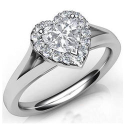 Natural  White Gold 14K Heart Cut With Round Halo Diamond Ring 5.90 Ct