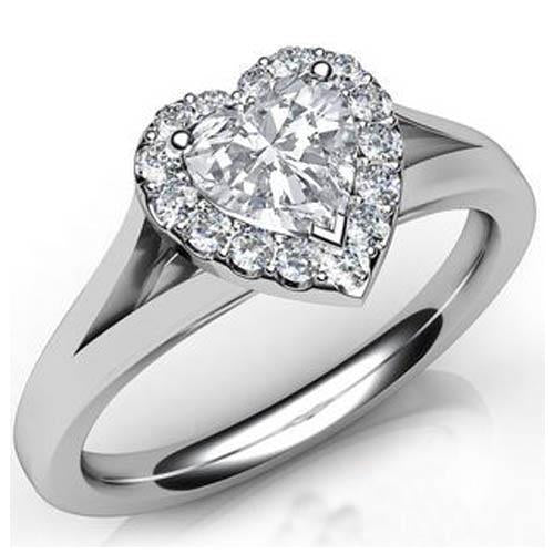 5.90 Ct White Gold 14K Heart Cut With Round Halo Diamond Ring Halo Ring