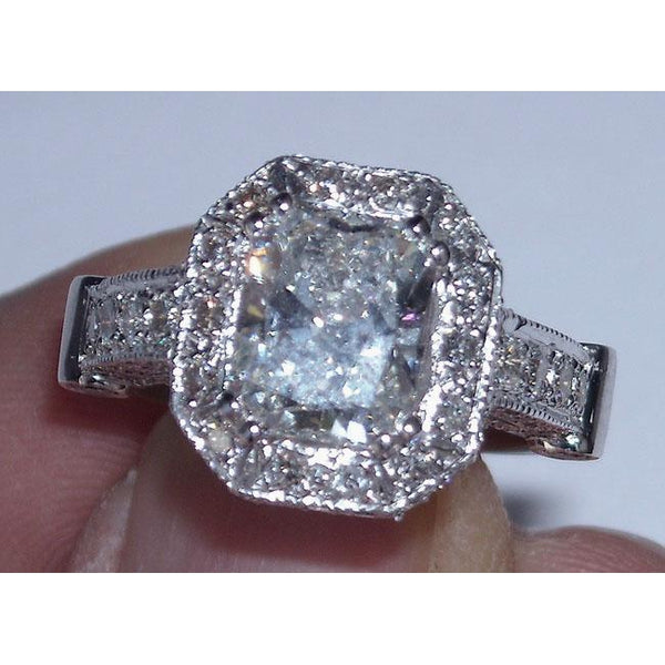 8.51 Carat Diamond Engagement Ring Band Set Radiant Cut