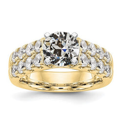 5 Carats Round Old Mine Cut Real Natural Earth Mined Diamond Engagement Ring Prong Set Two Tone