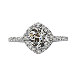 5 Carats Round Old Mine Cut Real Natural Earth Mined Diamond Halo Engagement Ring