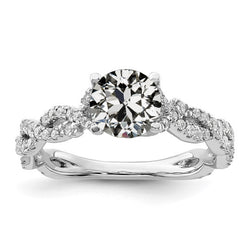 Real  5 Carats Round Old Mine Cut Diamond Ring Prong Infinity Style Jewelry