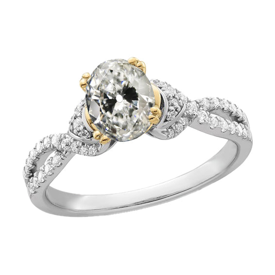 White Shinny Unique Old Miner Diamond Ring Two Tone
