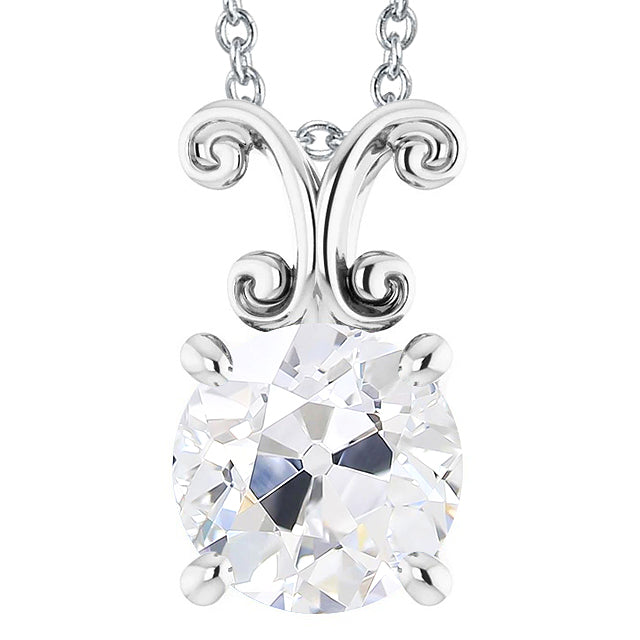 Solitaire Round Old Cut Diamond Pendant Slide