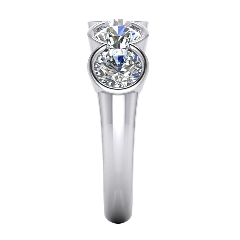 5 Stone Gold Diamond Ring Half Bezel Jewelry