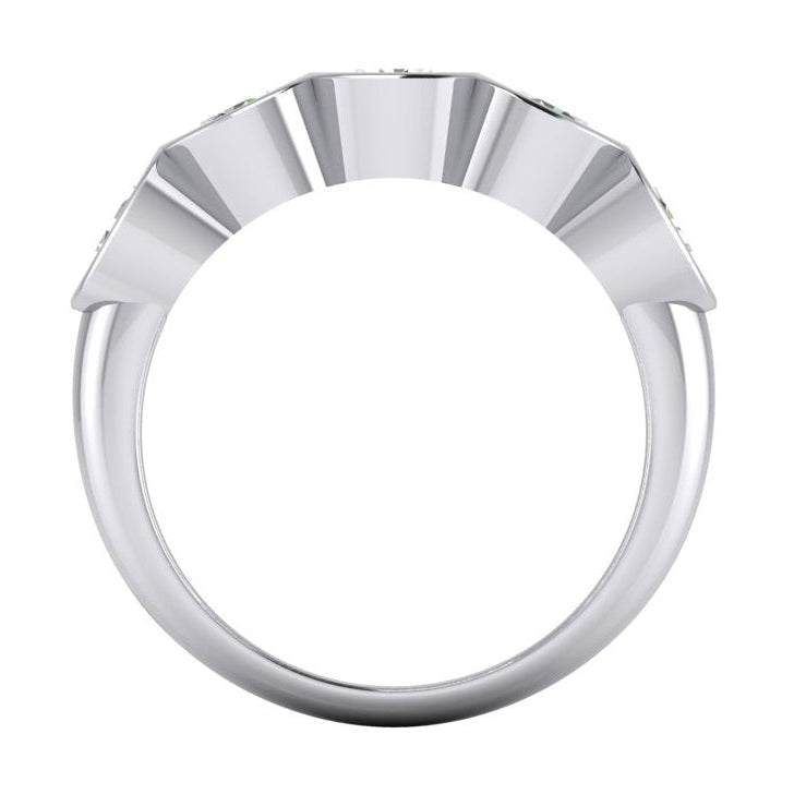 5 Stone Half Eternity Bezel Diamond Band