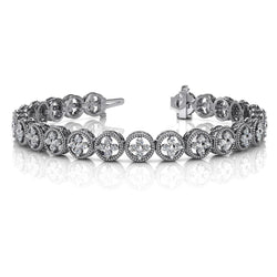 5 Carats Round Natural Diamond Cross Link Circle Bracelet White Gold