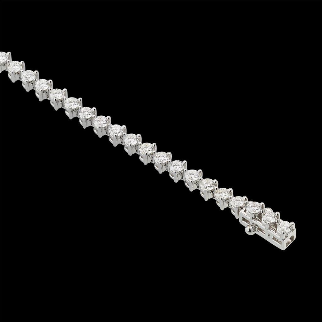 5 Carats Round Prong Set Lab Grown Diamond Tennis Bracelet Solid Gold White 14K