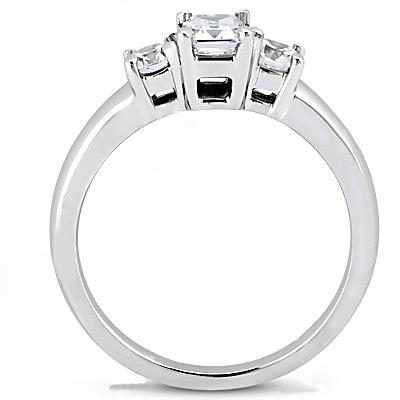 Three Stone Ring 1.4 Ct. Diamonds Three Stone Ring Emerald Cut Gold Ring