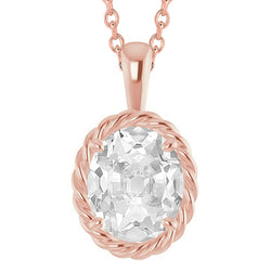 5 Carats Solitaire Natural Earth Mined Diamond Slide Pendant Oval Old Miner With Chain
