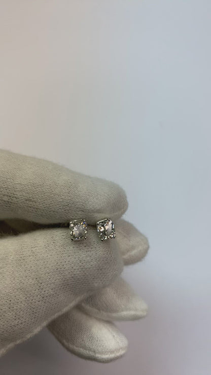 1.5 Ct Natural Earth Mined Diamond Pair Cushion Cut Stud Earring