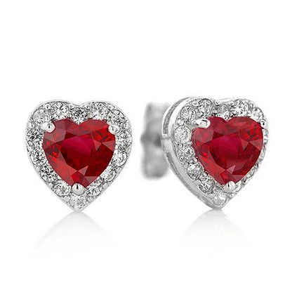   womans stylish weeding  Ruby With Vvs1 Diamond Studs Halo Earrings White Gold   Gemstone Earring