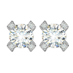 6 Carats Big Round Diamond Stud Earring Sparkling