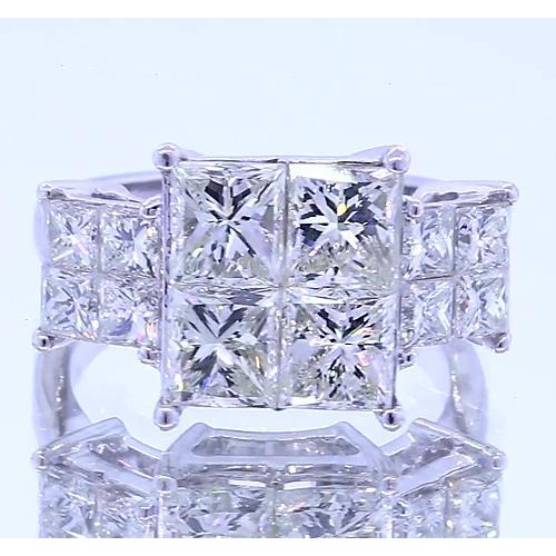 6 Carats Diamond Engagement Ring Princess Cut White Gold 14K