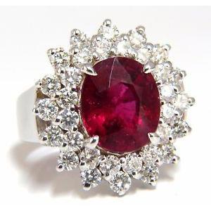  Lady’s Brilliant Red Oval Cut Tourmaline And Diamond Wedding  White Gold  Gemstone Ring