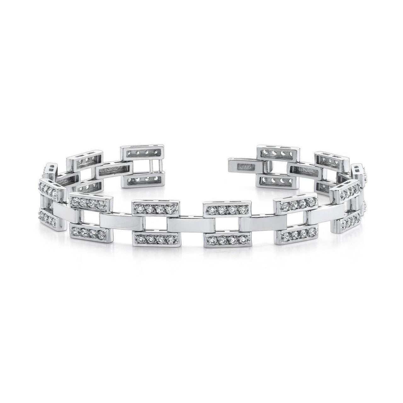6 Carats Round Diamond Men Link Bracelet White Gold 14K Mens Bracelet