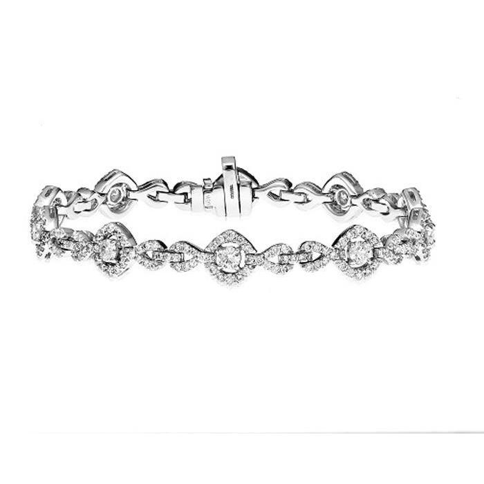 6 Carats Round Halo Style Women Link Bracelet White Gold Jewelry New Tennis Bracelet