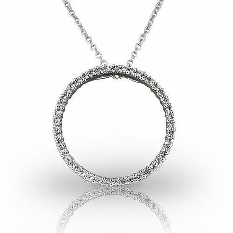 6 Ct Brilliant Cut Diamonds Circle Pendant Necklace 1.75" White Gold 18K Pendant