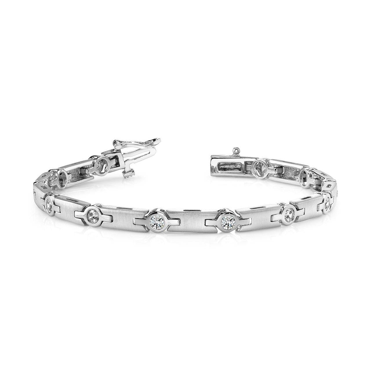 6 Ct Round Cut Bezel Setting Diamond Bracelet Solid White Gold Jewelry Tennis Bracelet