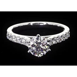 Round Genuine Natural Earth Mined Diamond Engagement Ring 1.75 Carats White Gold Womens Jewelry