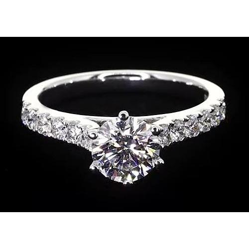 6 Prong Set Round Diamond Solitaire Ring White Gold 