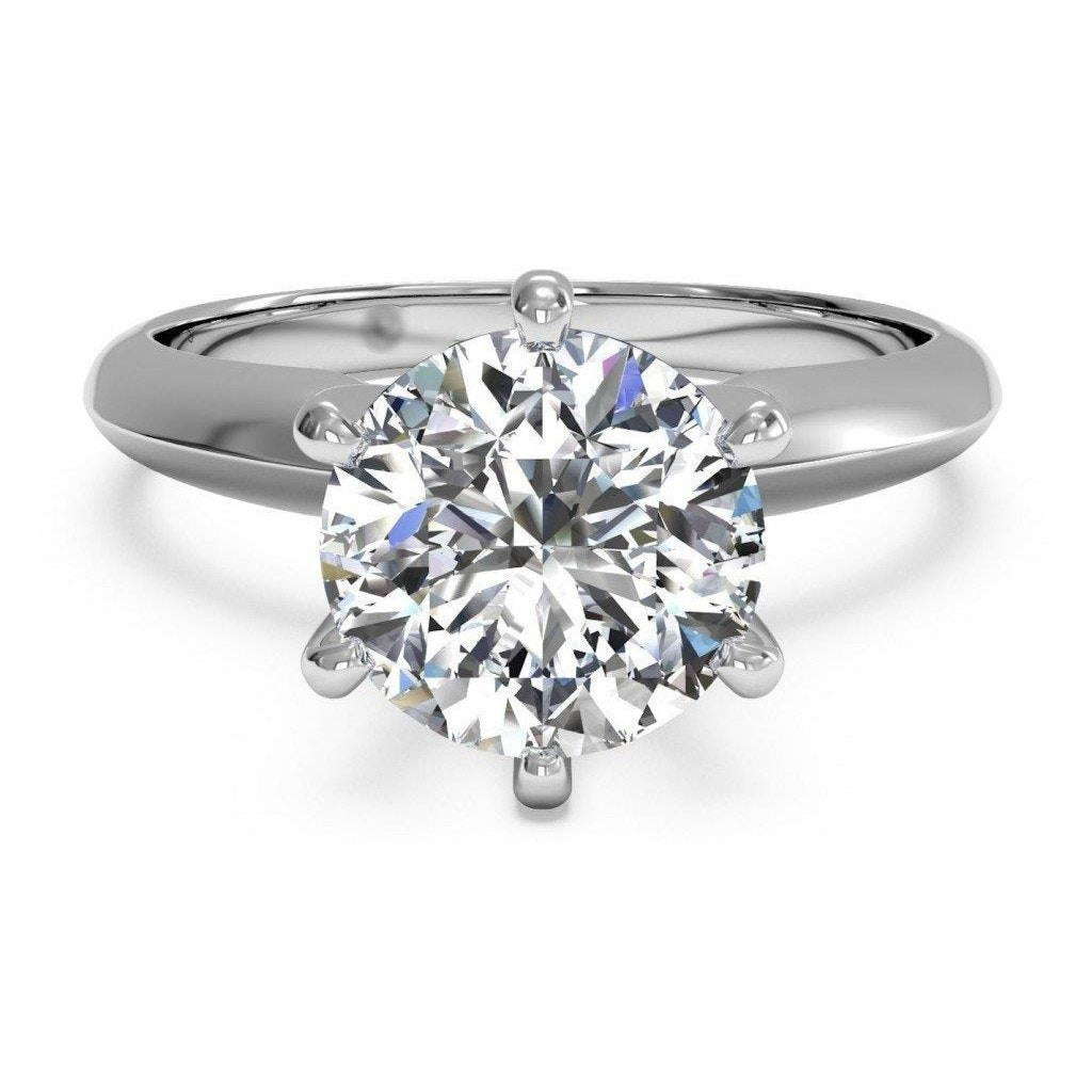 Solitaire Round Diamond Wedding Ring White Gold 14K 