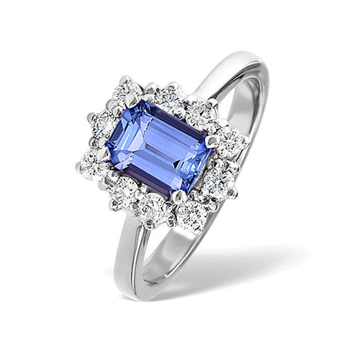 New Amazing Style  Tanzanite And Diamonds Ring White Gold