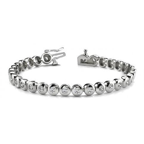 6.20 Ct Round Bezel Set Lab Grown Diamond Tennis Bracelet Solid White Gold 10K