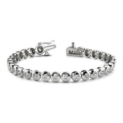 6.20 Ct Round Bezel Set Lab Grown Diamond Tennis Bracelet Solid White Gold 10K