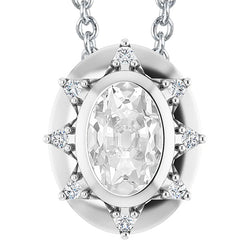 6.50 Carats Oval Old Miner Halo Women Natural Earth Mined Diamond Pendant Bezel Star Style