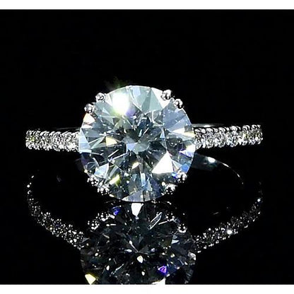 6.50 Carats Women Lab Grown Diamond Ring Solitaire With Accents
