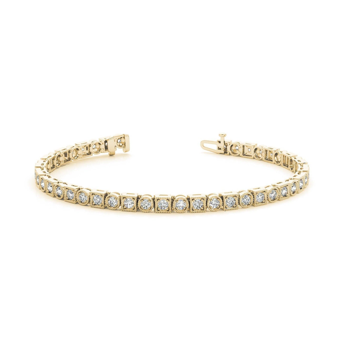 6.60 Carats Round Cut Lab Grown Diamond Tennis Bracelet Yellow Gold 10K