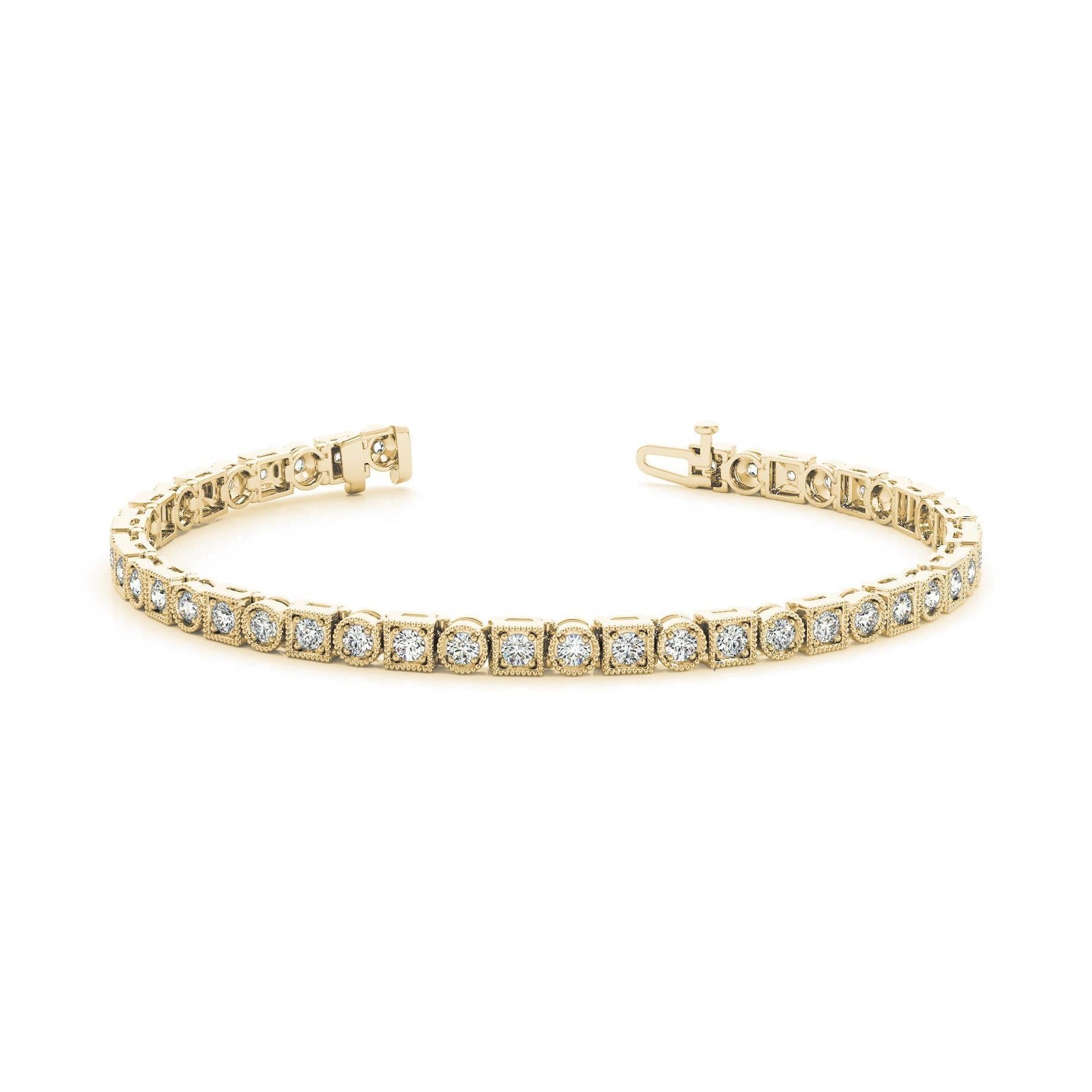 6.60 Carats Round Cut Lab Grown Diamond Tennis Bracelet Yellow Gold 10K