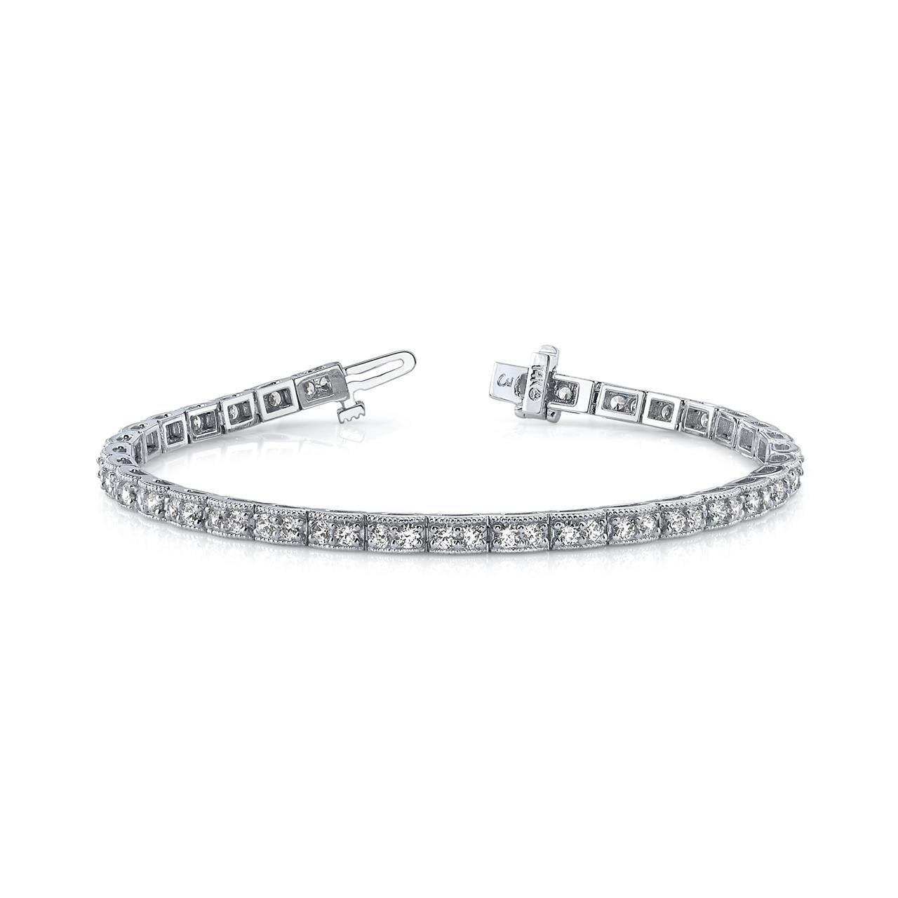 6.60 Ct Round Vintage Double Lab Grown Diamond Box Bracelet White Gold 14K