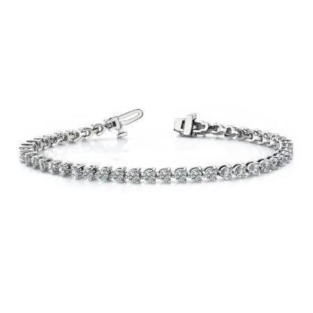 6.75 Carats Round 3 Prong Set Lab Grown Diamond Tennis Bracelet Solid White Gold