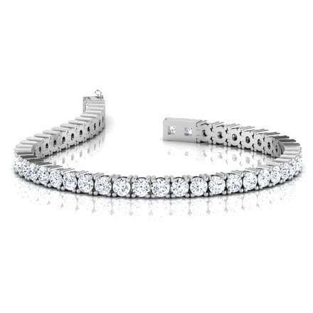 6.75 Carats Round Brilliant Cut Lab Grown Diamonds Tennis Bracelet White Gold