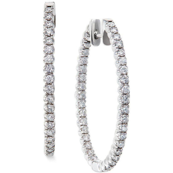 New Round Cut Diamonds Women Hoop Earrings White Gold 