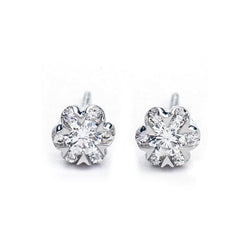 6 Carats Round Cut Diamonds Women Stud Earrings White Gold 14K
