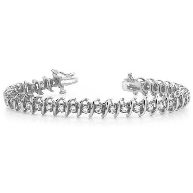 5.25 Carats Round Lab Grown Diamonds Swirl Link Tennis Bracelet Gold 14K