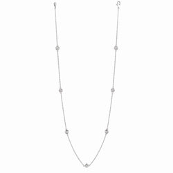 3 Carats Station Diamond Necklace White Gold 14K