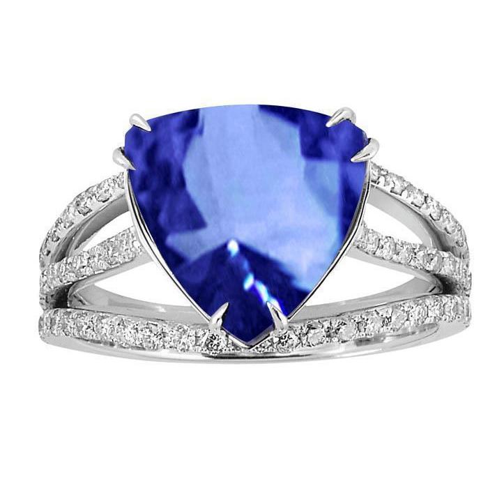6.01 Carat Ring Trillion Sri Lanka Sapphire Diamonds Jewelry Gemstone Ring